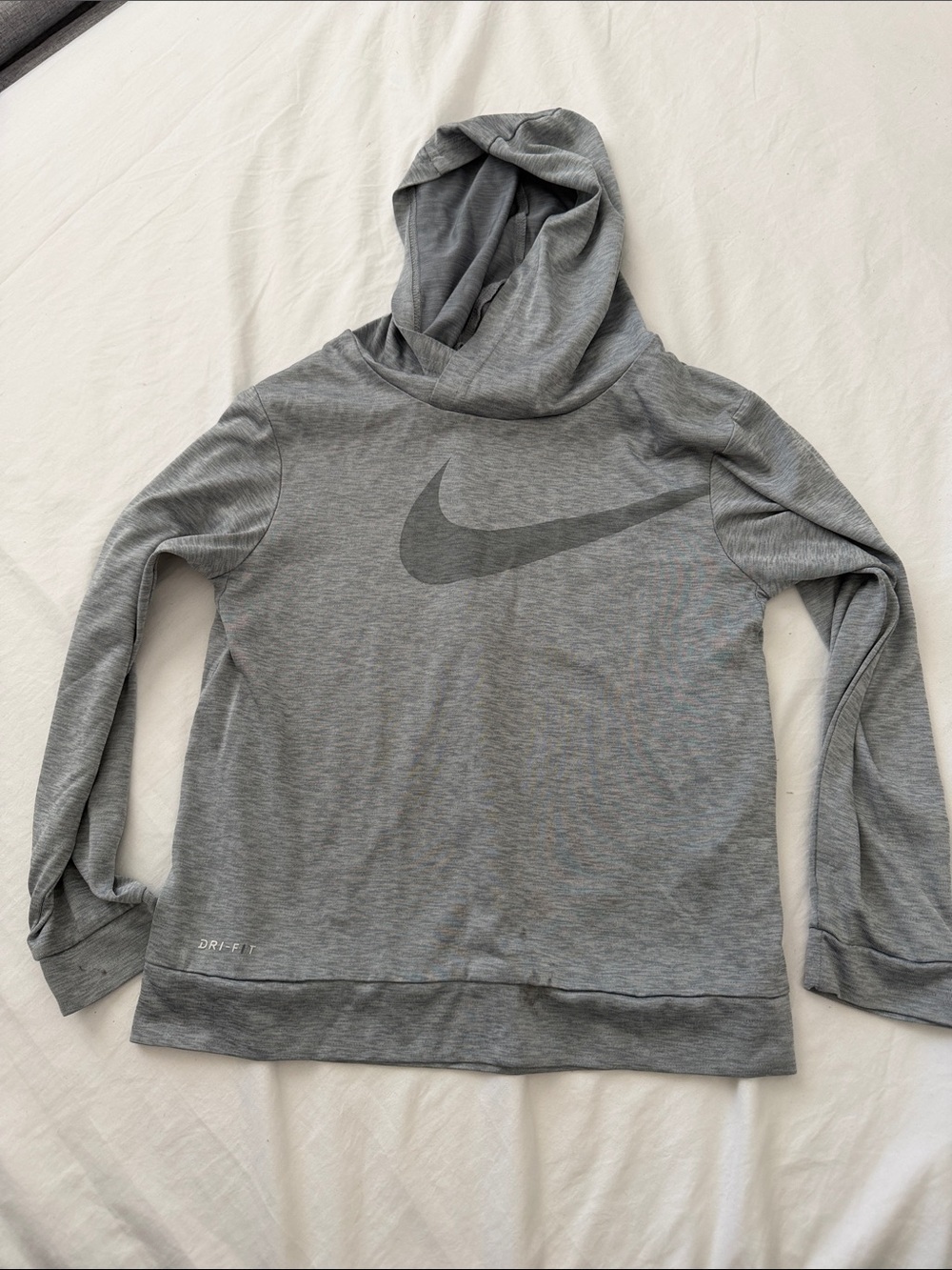 Nike Grey Hooded Dri-FIT Pullover with Swoosh size 5